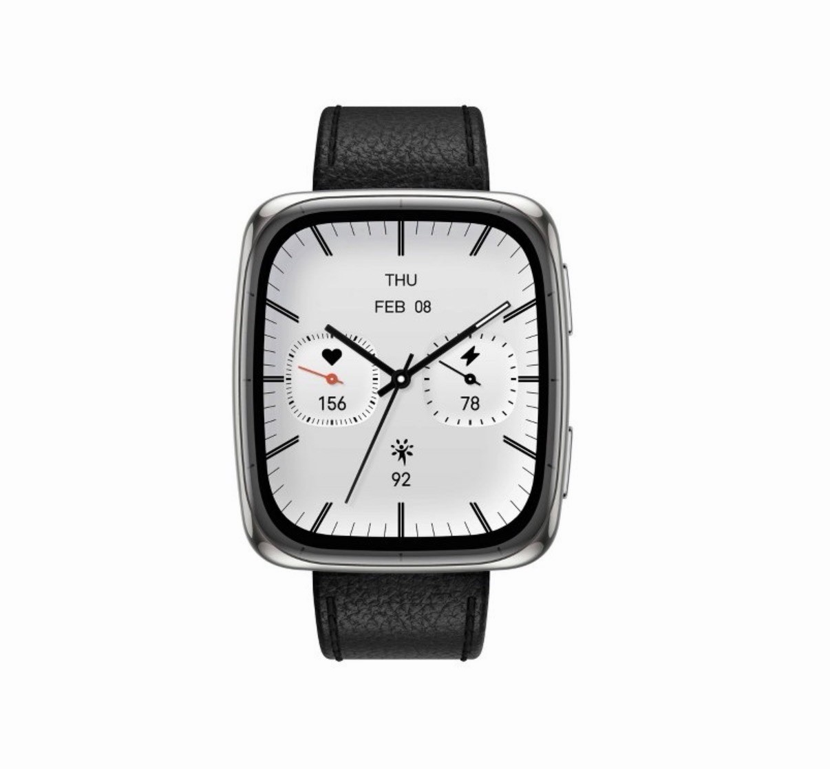 Amazfit Active 2 Square Smartwatch- Black Leather