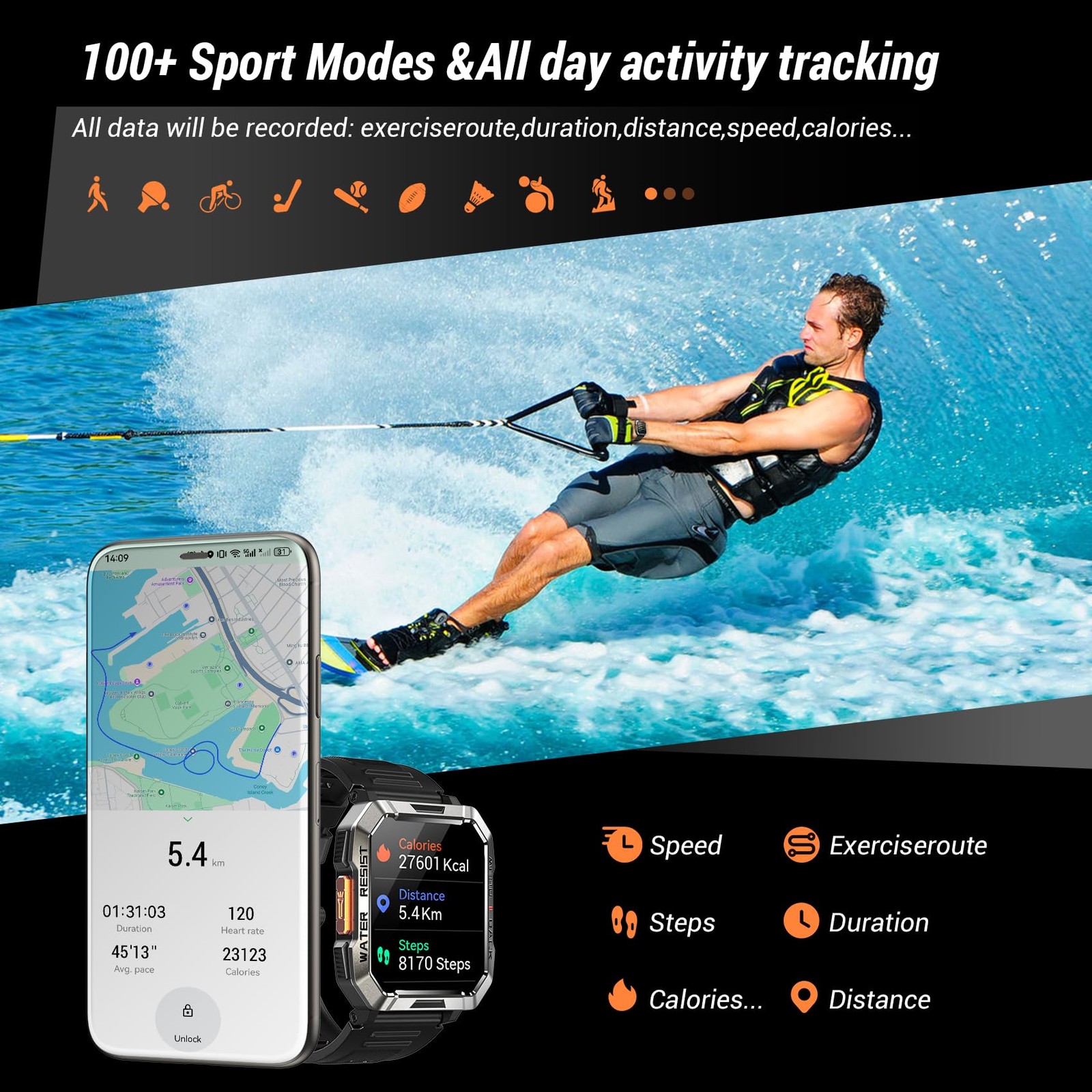 Military for Men (Answer/Make Calls), 2.01” for Android and iPhone, Fitness …
