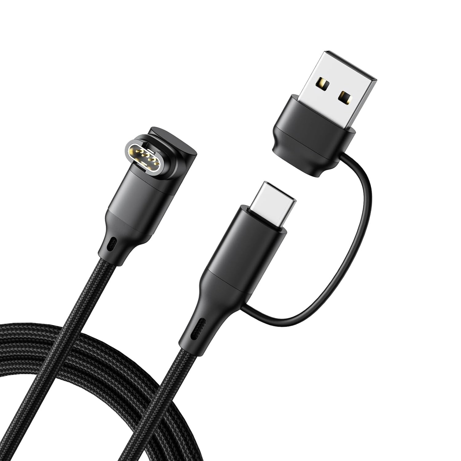 1.5ft 2-in-1 Charger Cable for Garmin Watch, L-Shape USB C Charging Power Cord