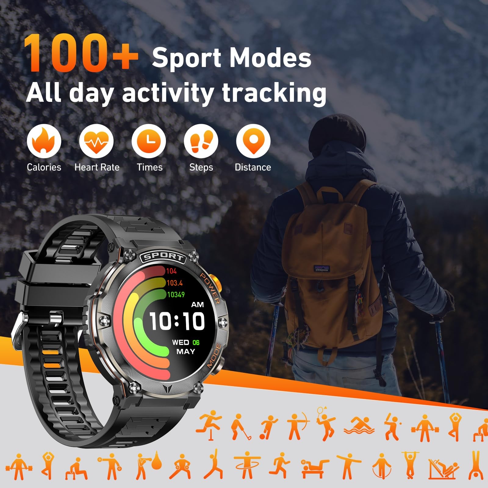 Military for Men 1,43″ HD AMOLED Display(Answer/Make ) 420mAh Battery Watches…