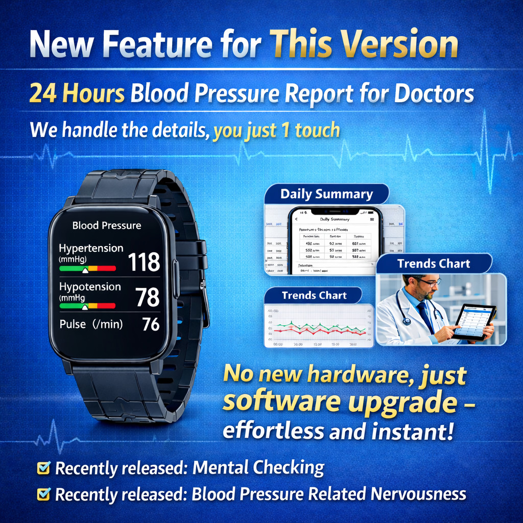 Grey Metal Blood Pressure & health matrix Smartwatch, FDA 510(k) Cleared,