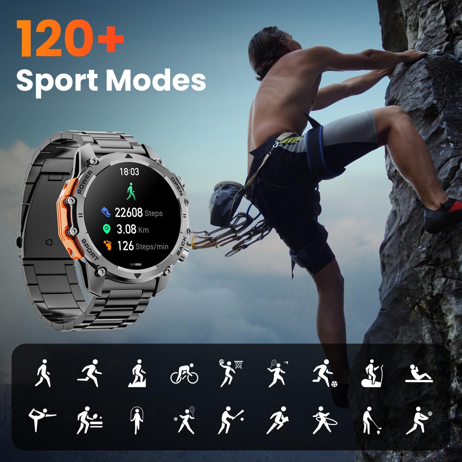 Smart Watches for Men (/Notification),Style Kits,Military with Heart Rate/Sle…