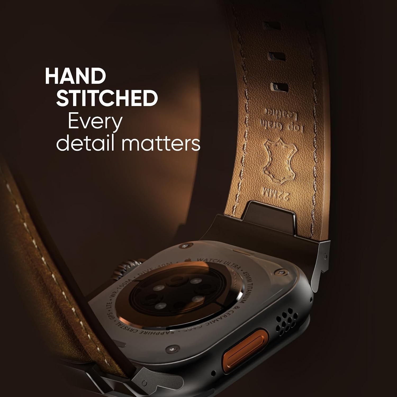 Genuine Leather Band for Apple Watch Ultra 49mm, 44mm, 46mm, 45mm, 42mm, 41mm