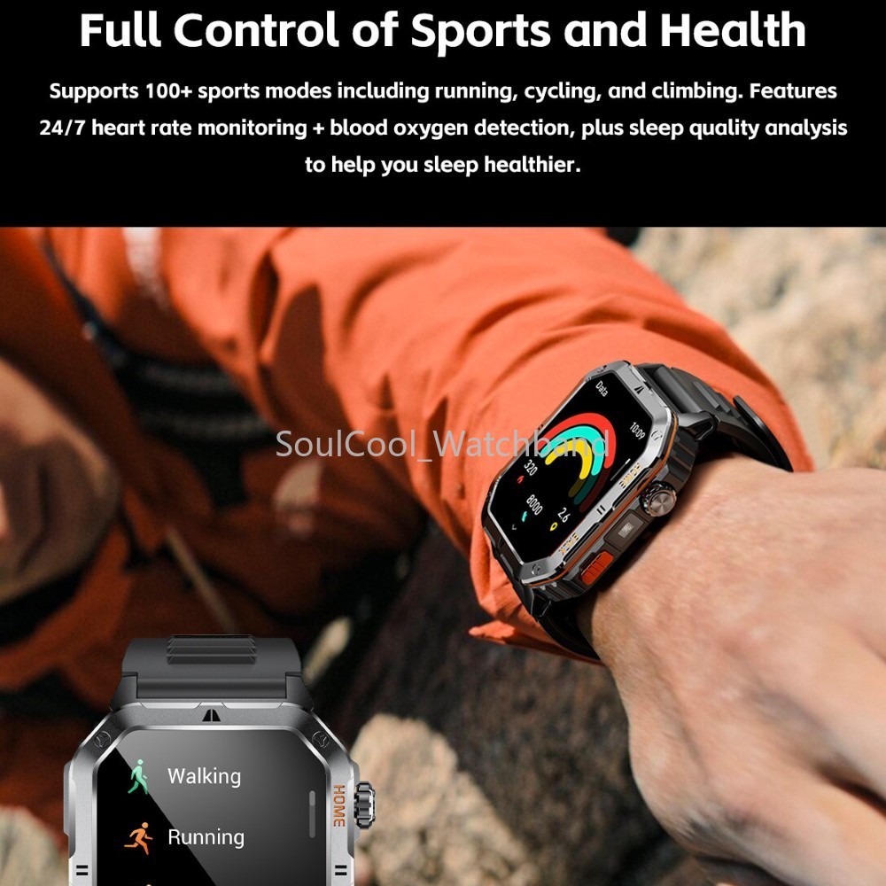 Military Smart Watch For Men (Answer/Make Call) Sport Fitness 1000mAh Waterproof