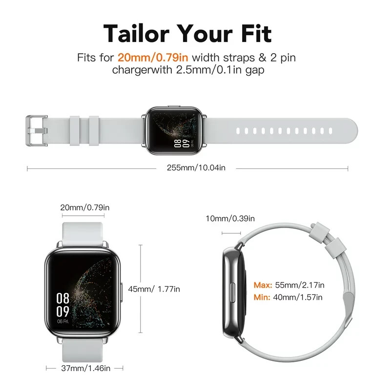 AGPTEK Smart Watch, 1.69 inch Touch Screen Fitness Tracker, Model LW31 Silver