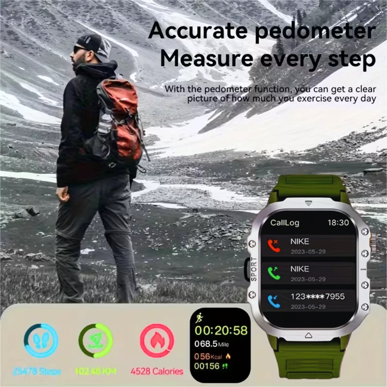 Military Smart Watch Men(Call Receive/Dial)Rugged Tactical Fitness Tracker Gr