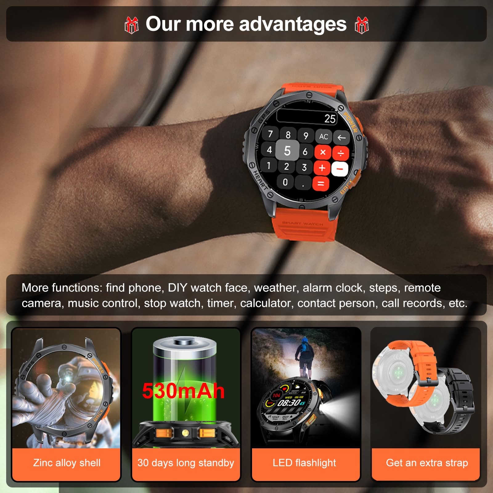 Military Smart Watch Men GPS 1.43 Inch AMOLED Bluetooth Calls Outdoor Sport M…