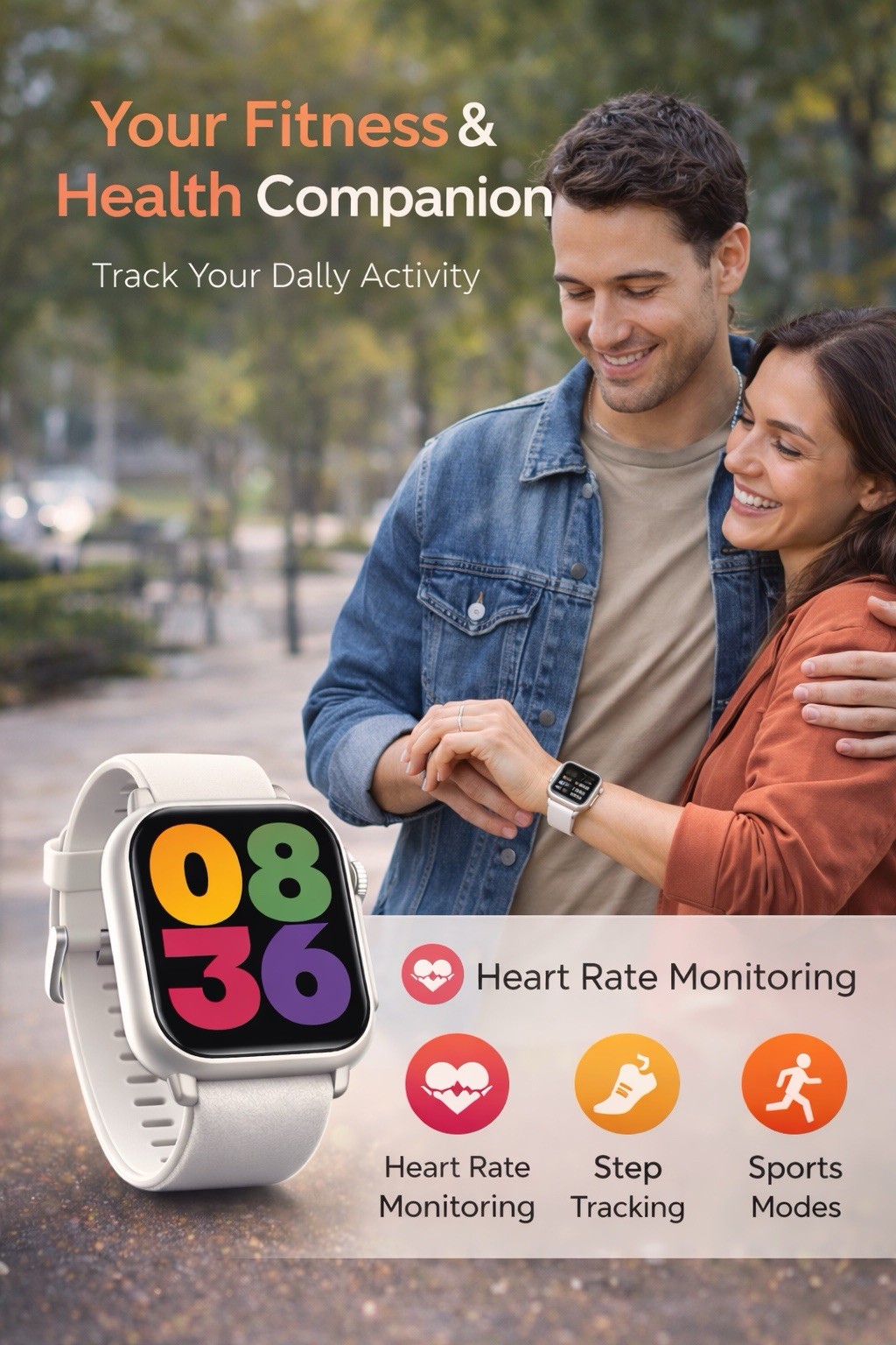 Smartwatch 7-in-1 Strap | Unisex Gift | All Ages | iOS Android Compatible
