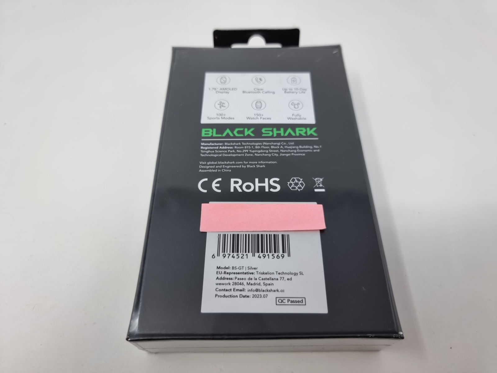 Black Shark GT Smart Watch, 10 Days Battery Life, IP68 Waterproof – Silver
