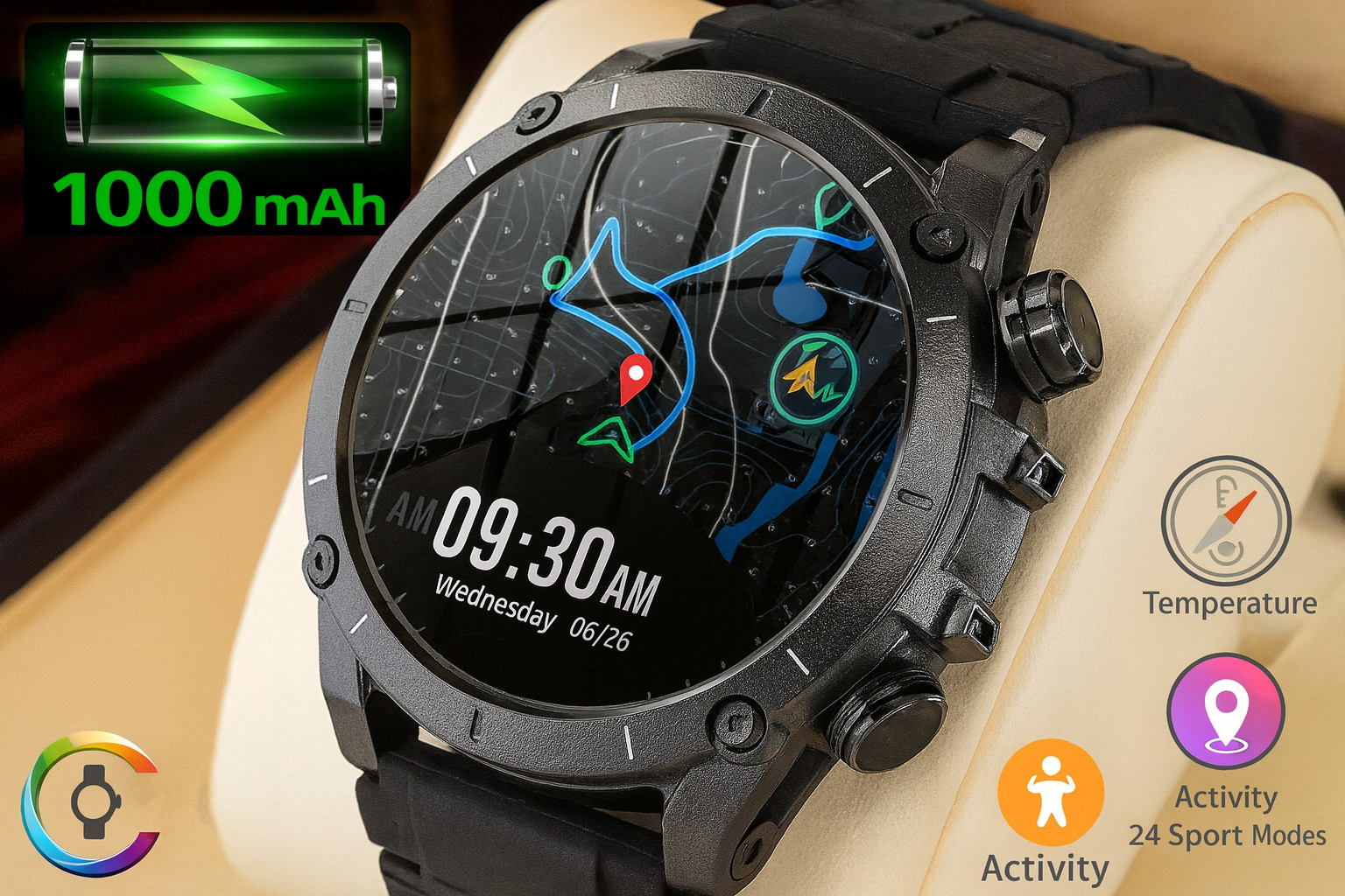 Military Smartwatch Watch for Men Metallic/Aluminum 100% AAA Quality Android/IOS