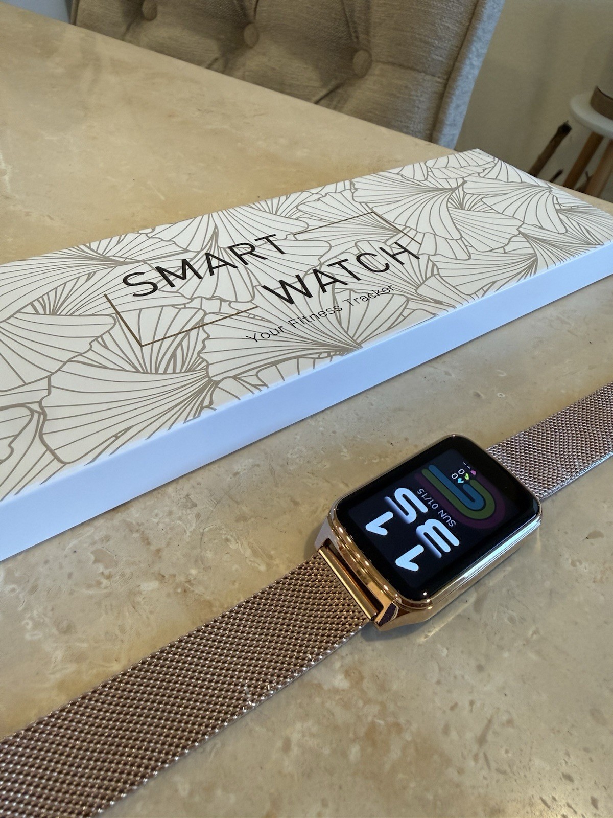 Smart Watch P121 Fitness Tracker Heart Rate Monitor Rose Gold Metal Mesh Band