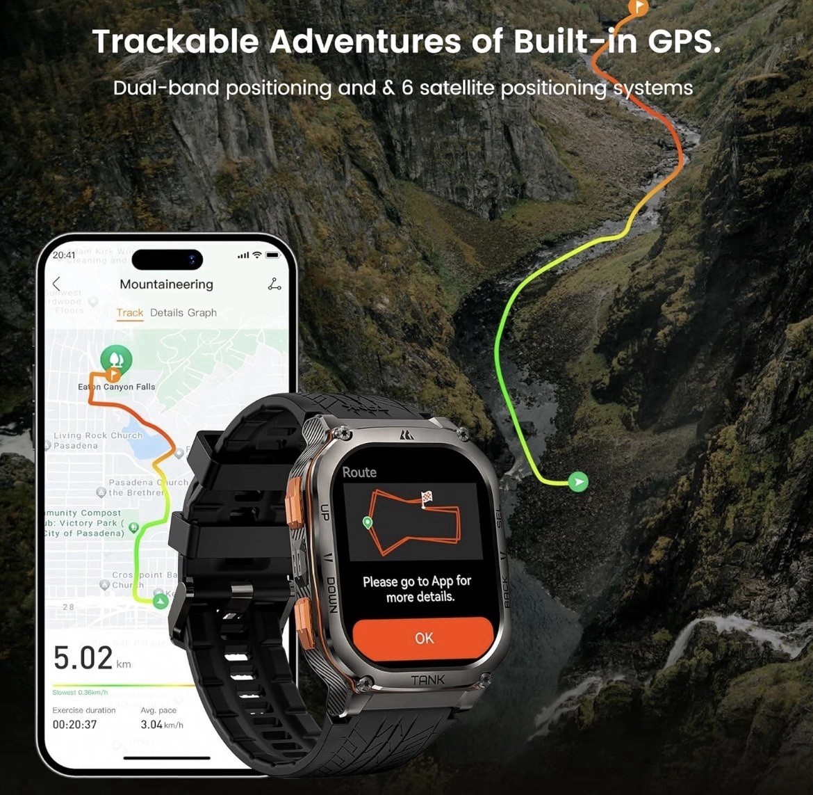 AMAZTIM TANK M3 Military Grade Smart Watch 1.96″ Screen Men Extra-long Battery