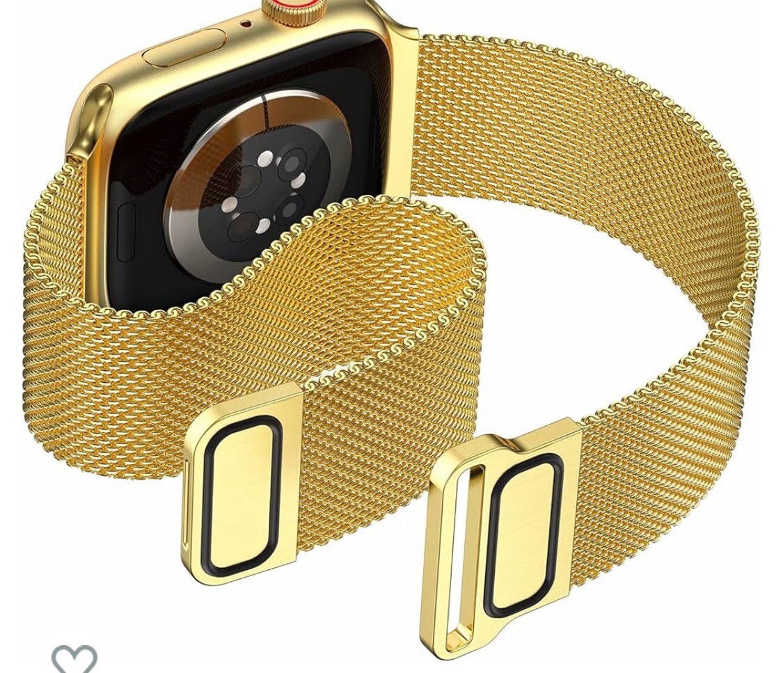 24K Gold Plated 41MM Apple Watch SERIES 9 Gold Plated Mesh Loop Stainless Steel