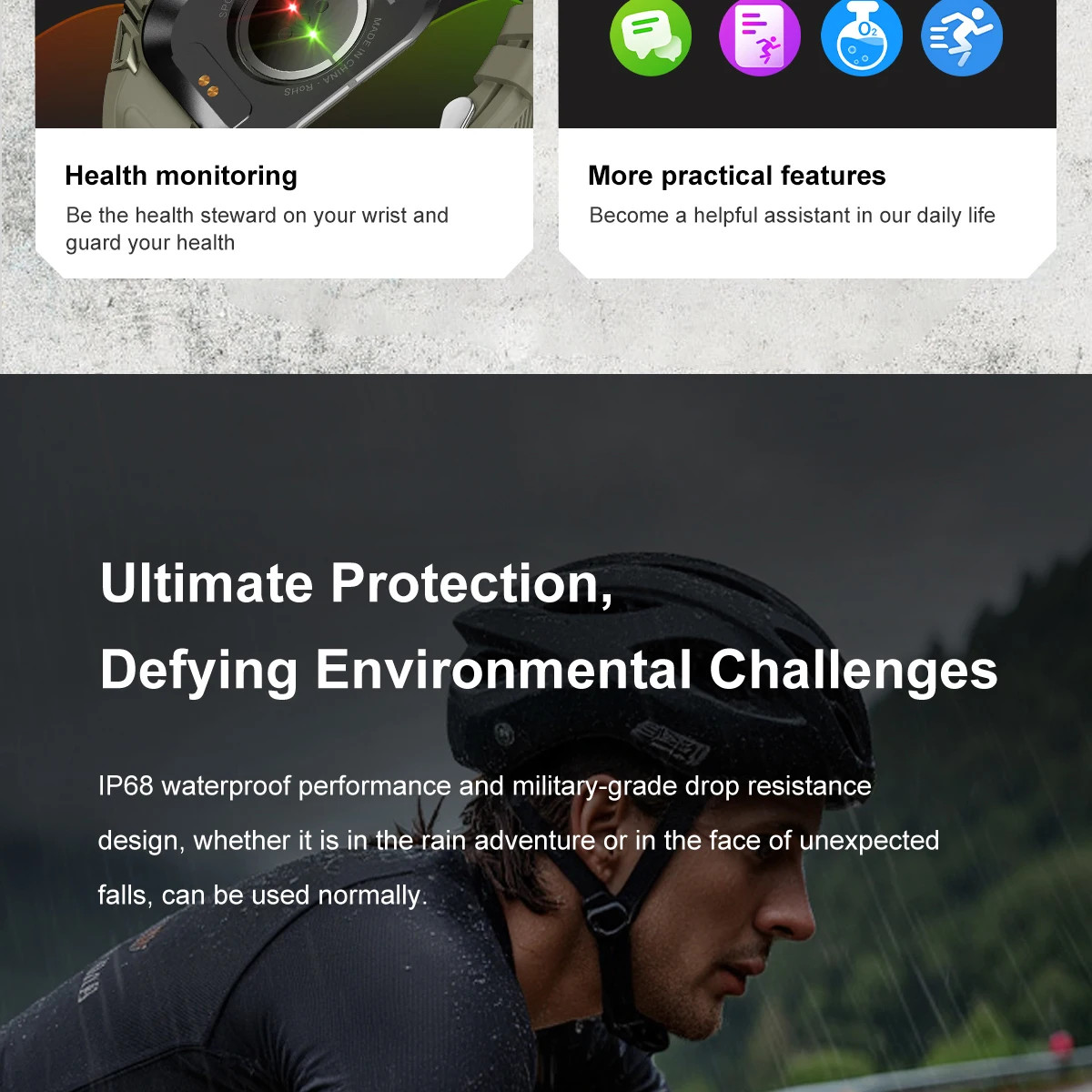 2.01″ Military Smart Watch For Men’s Sport Heart Rate Fitness Tracker Wristwatch