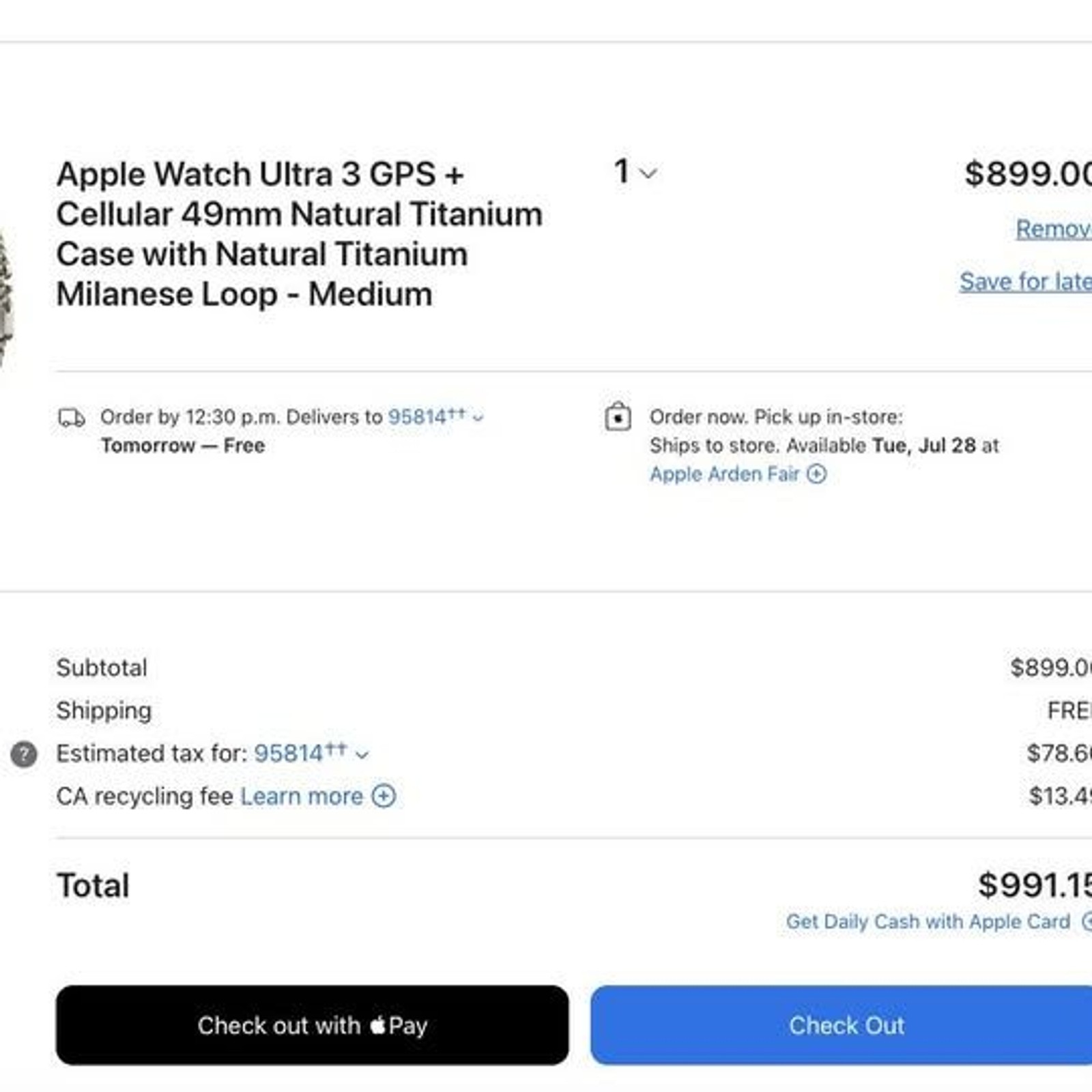 Apple Watch Ultra 3 GPS + Cellular 49mm Natural Titanium Milanese Loop – Medium