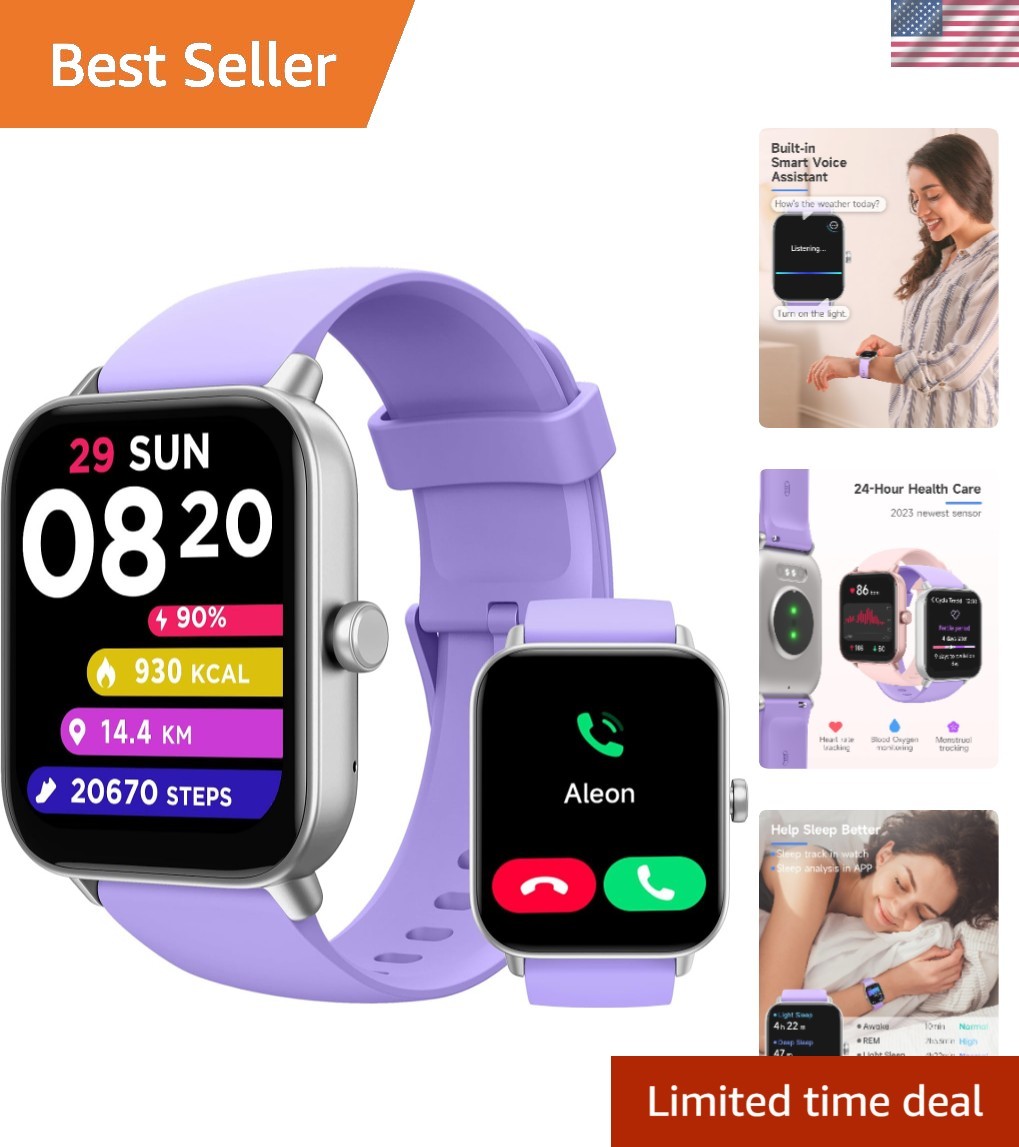 Waterproof Smart Watch for Women – Fitness Tracker with Alexa, 1.8” Screen