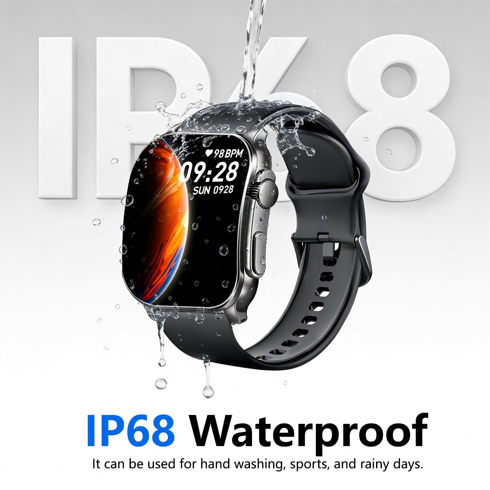 Poounur Smart Watch, 2.01″ AMOLED Curved Touchscreen Fitness Watch Women, IP68