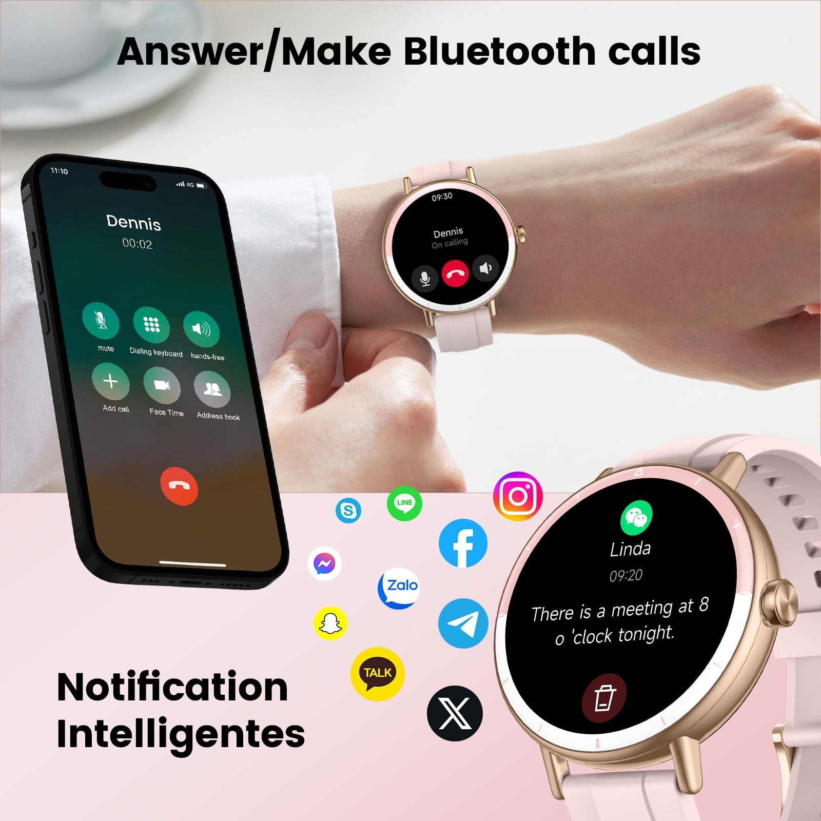 Smart Watches for Women, 1.27″ HD Fitness Tracker with Bluetooth Calls(Answer…