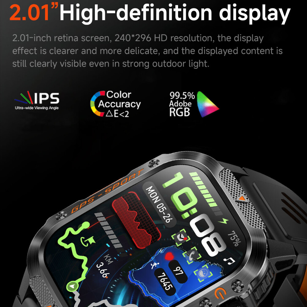 Military Smart Watch For Men (Answer/Make Calls) Rugged Sport Fitness Smartwatch