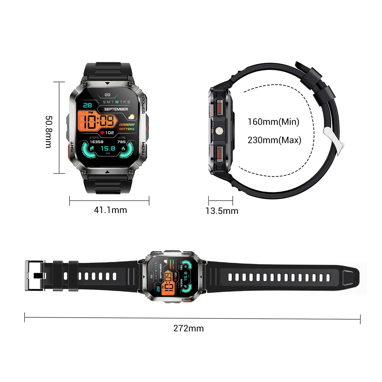 Military Tactical Smart Watches for Men, 100-Day Battery Rugged Fitness Watch…