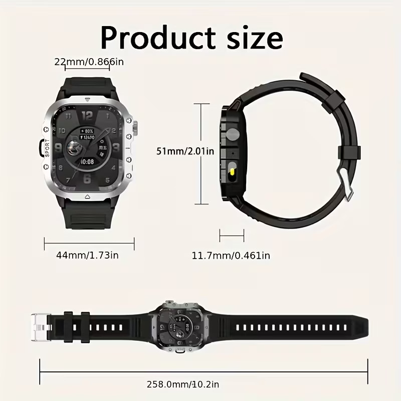 Smart Watch 2.01″ Fitness Tracker for Android & iPhone LED Flashlight 100+ Sport