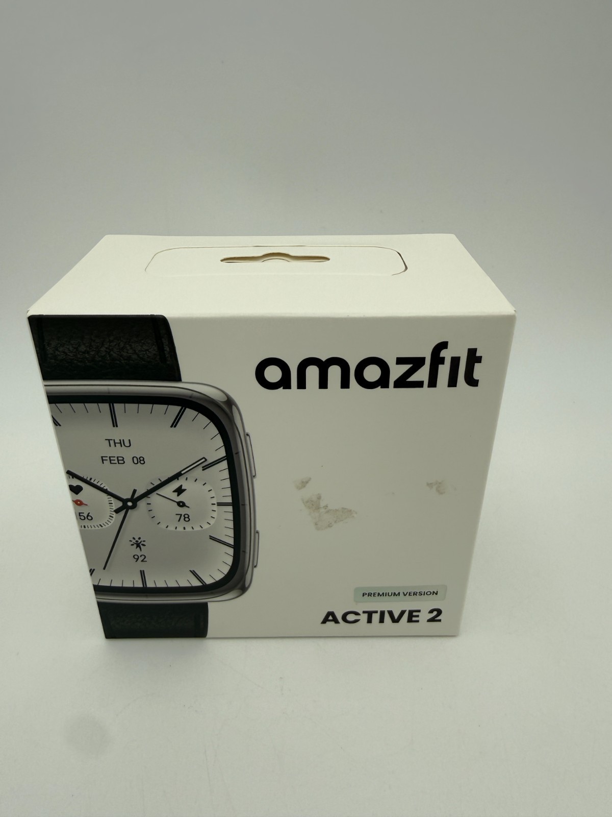 Amazfit Active 2 Square Smartwatch Black Leather GPS AMOLED Fitness Watch New