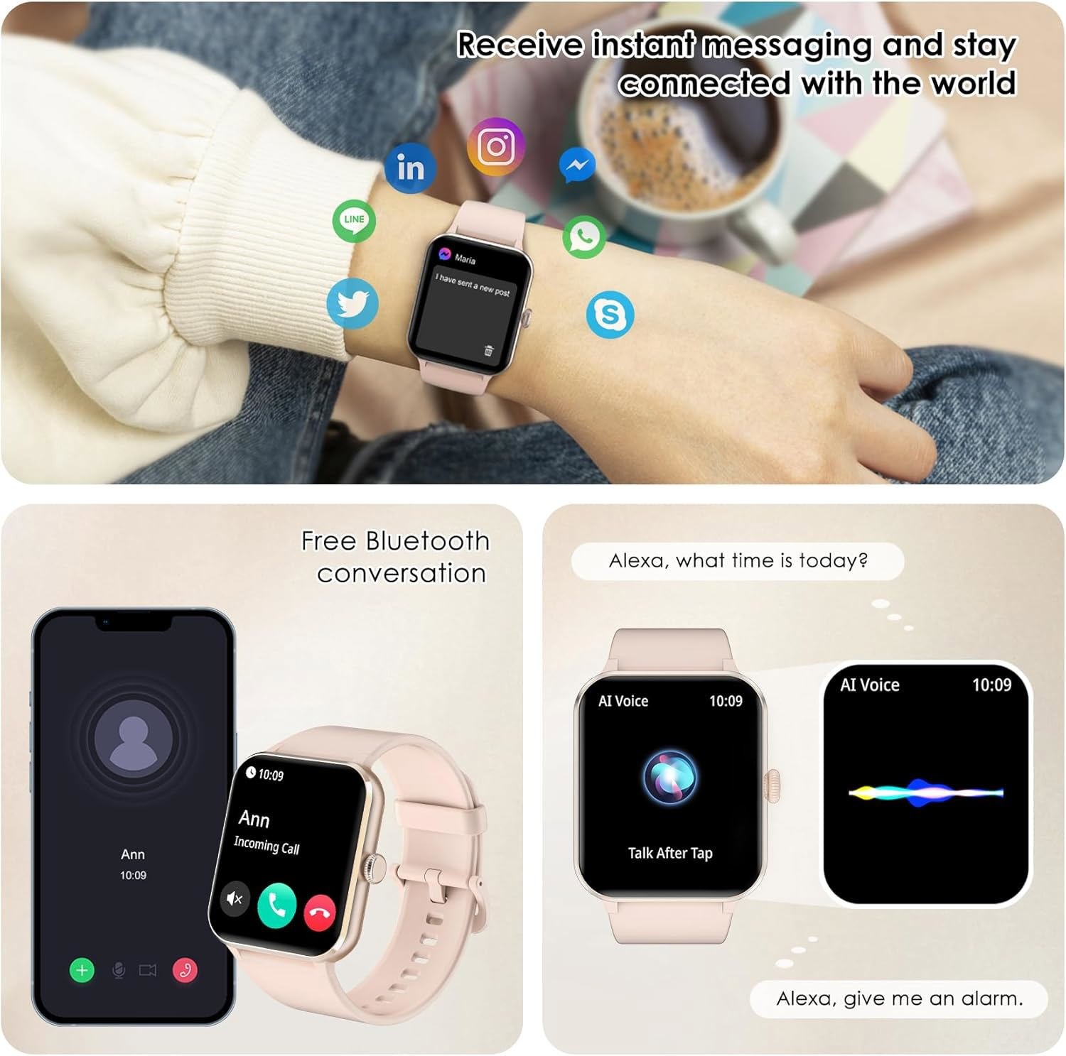 Smartwatch for Men/Women Bluetooth Compatible w/ iPhone Samsung Android Open box