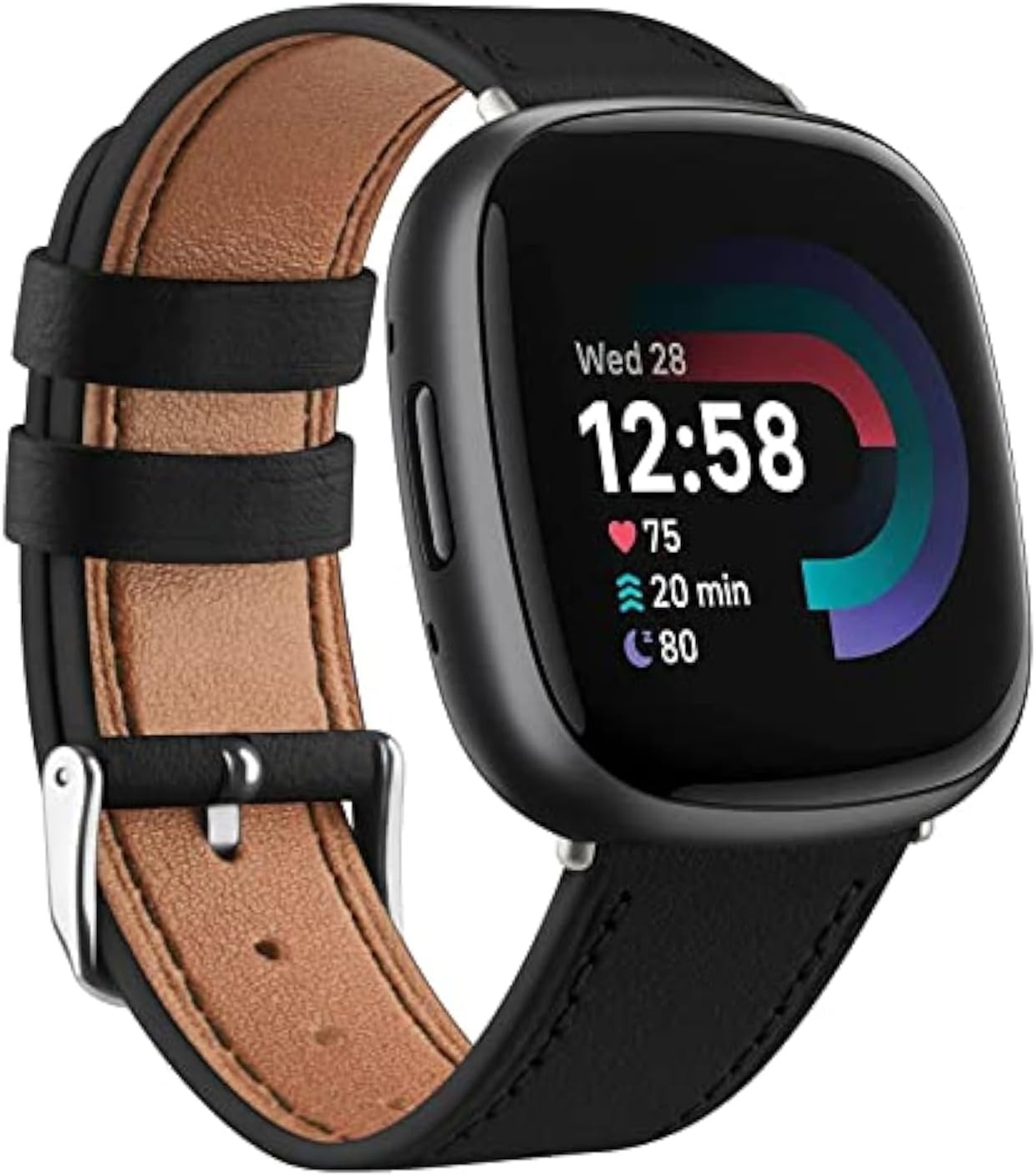 Genuine Leather Strap Compatible with Fitbit Versa 4 and Sense 2