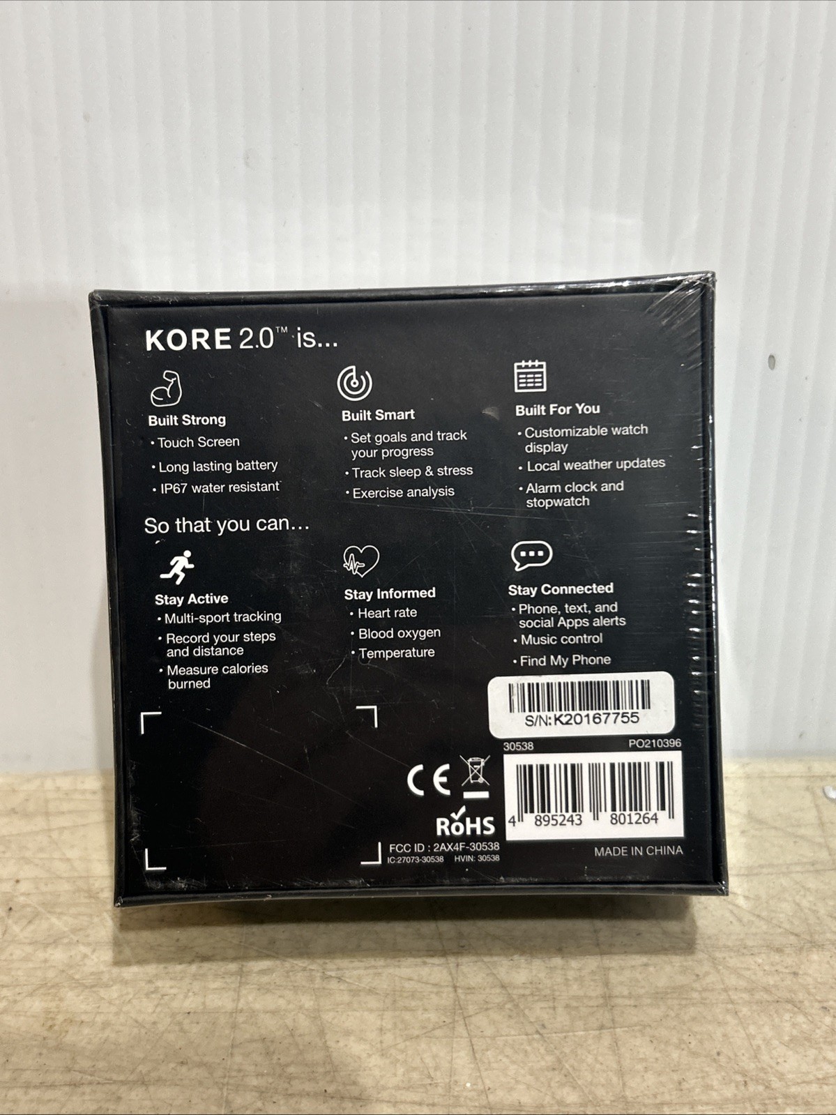 Kore 2.0 Smart Watch Fitness Tracker & Heart Monitor NEW SEALED