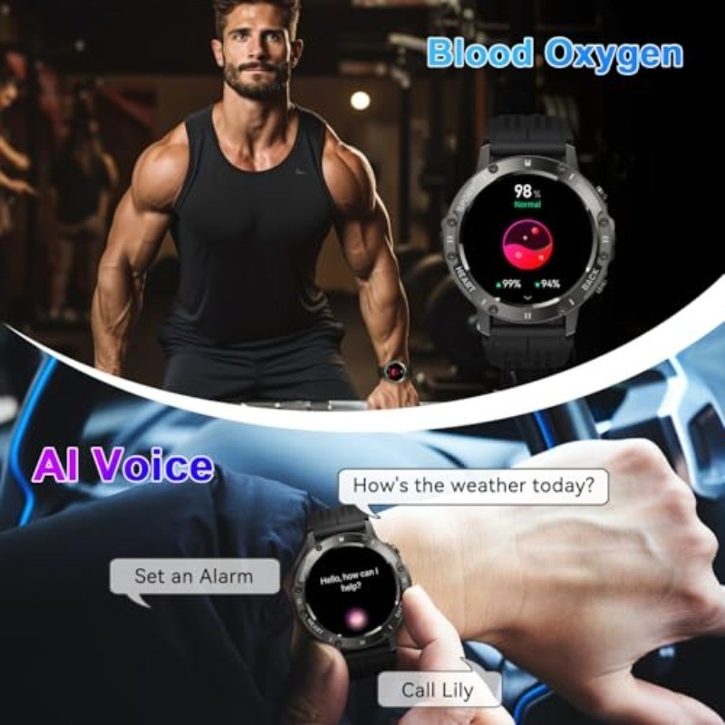 Smart Watch for Men Fitness Tracker: Military Make Answer Call Running Digital M