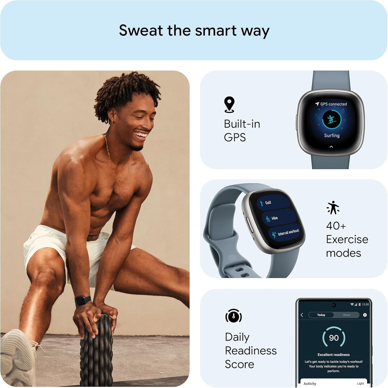 Fitbit Versa 4 FB523SRAG-US Fitness Smartwatch 1.58″ AMOLED with Daily Readiness
