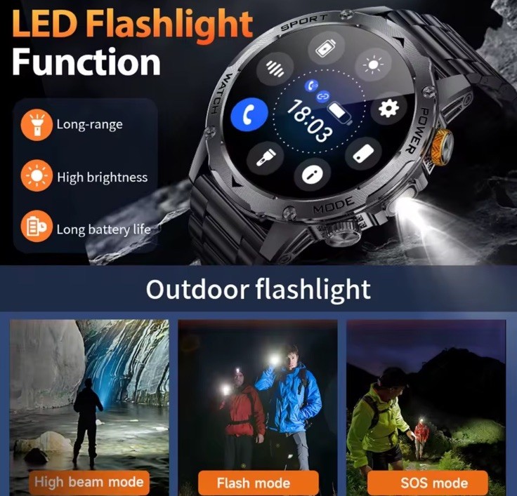 🔥 1.52″ Smart Watch For Men Military Sport Watch With 3 Straps For Android iOS