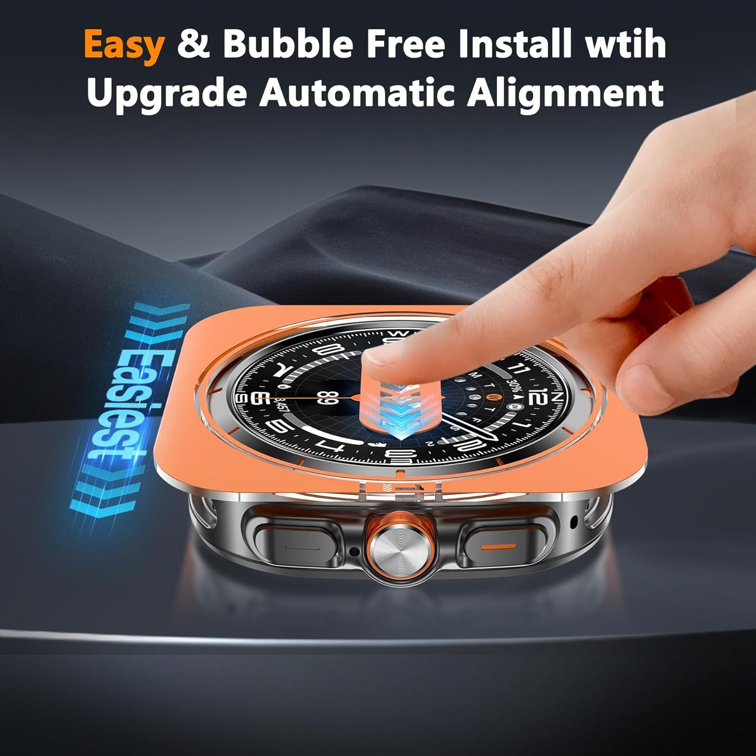 3 in 1 Metal Case for Galaxy Watch Ultra 47mm, Rugged Bumper + 2PCS Tempered Gla