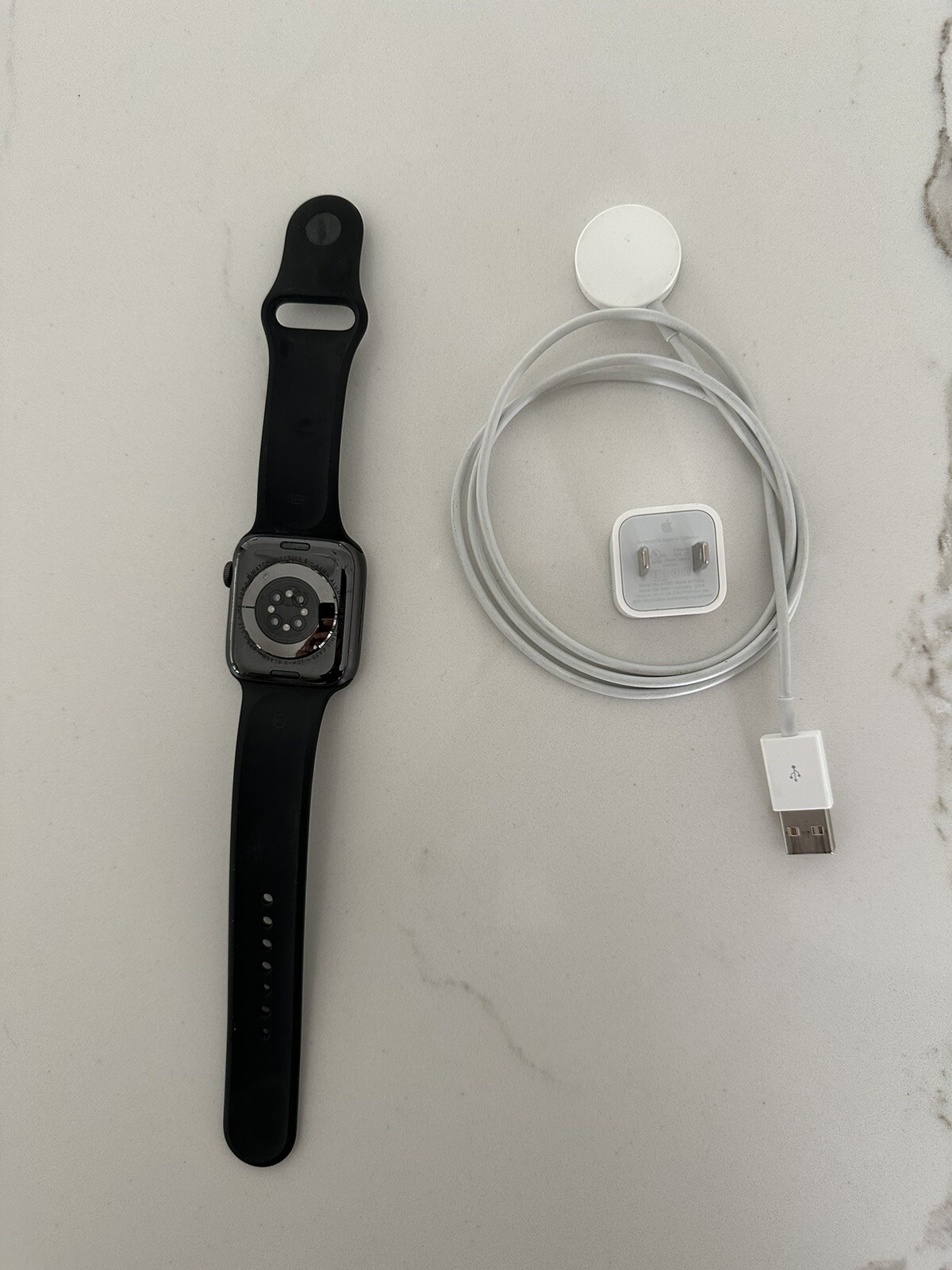 Apple Watch Series 6 44mm Space Gray Aluminum Case with Black Sport Band -…