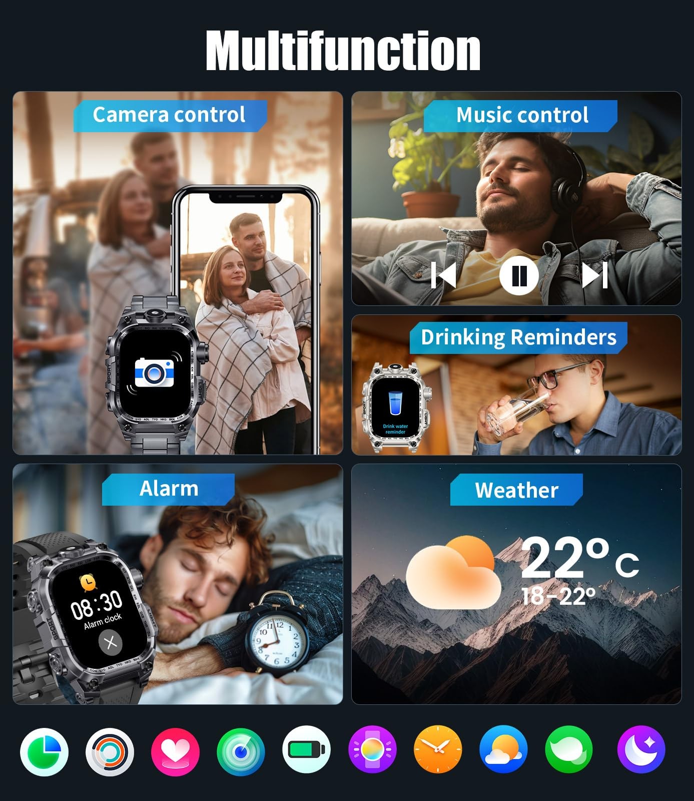 Hirreo Military Smart Watches For Menanswer/Make Calls2.01 Hd Screen Sports