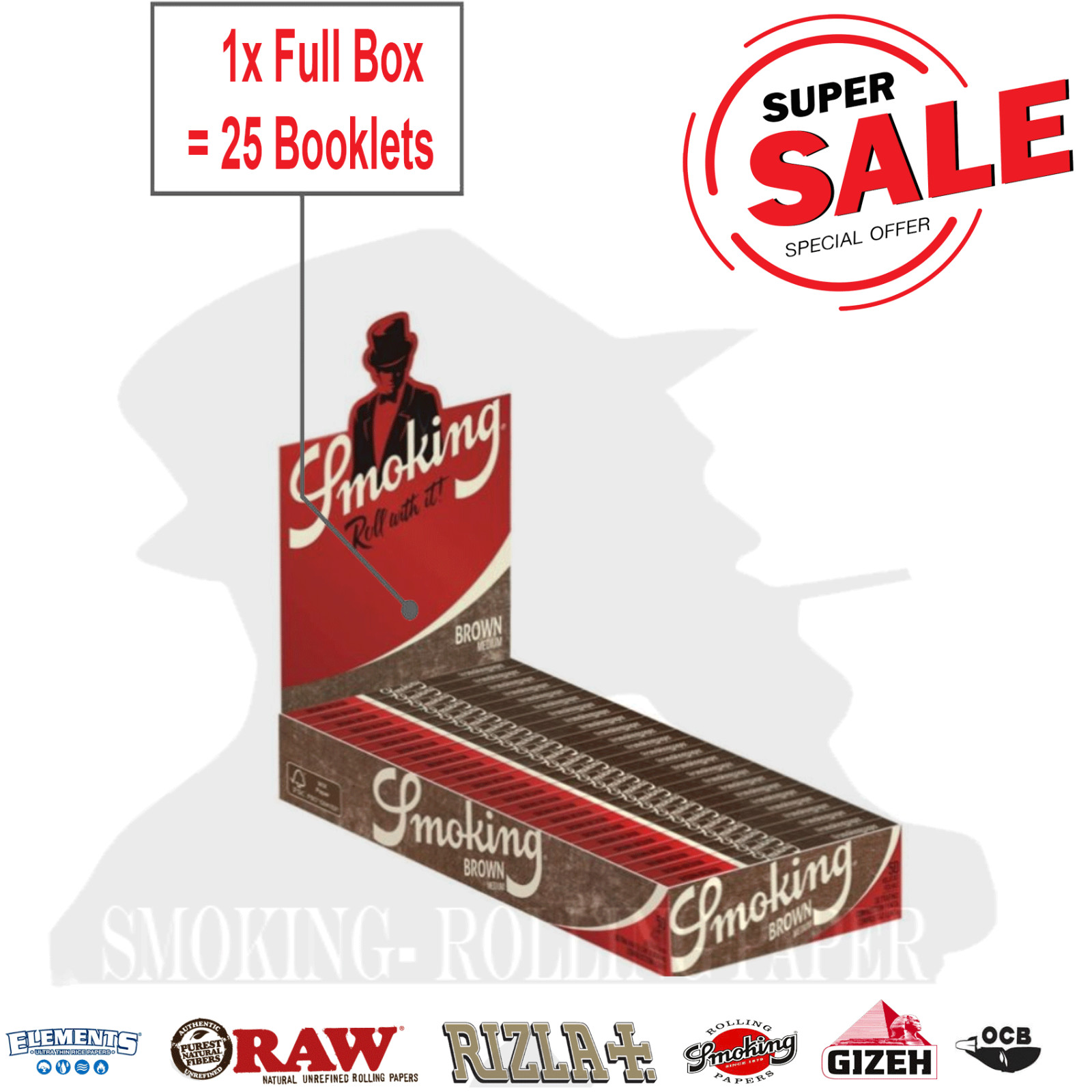Cartine Smoking Medium 1¼ Brown Rolling paper Total 1250 sheets