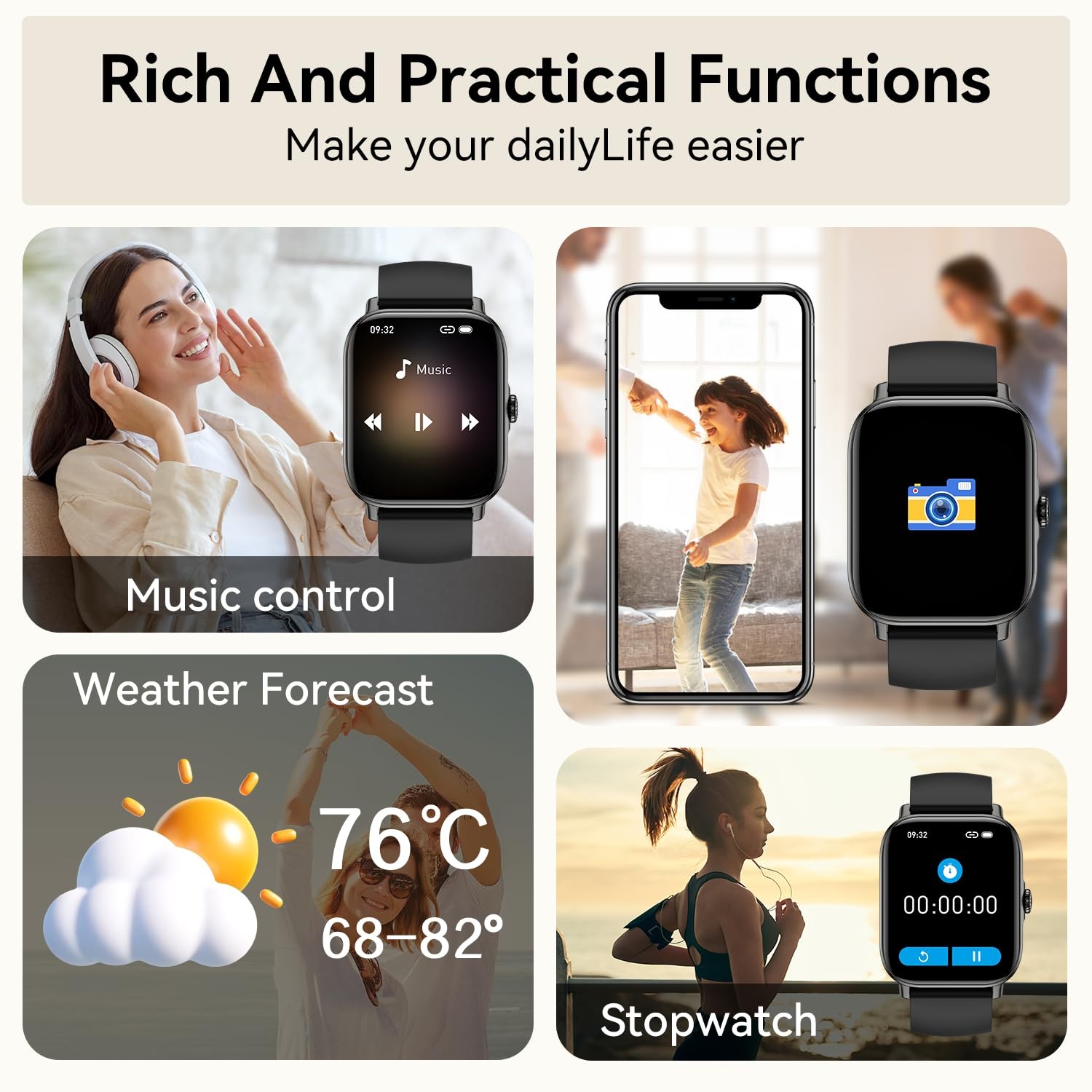 Smart Watch for Men Women Fitness: Waterproof Make Answer Call Running