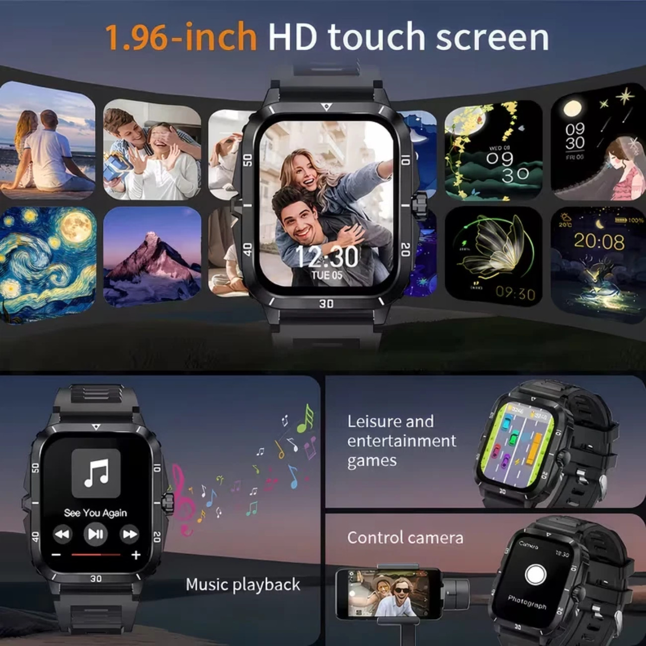 🔥 Military Smart Watch Men Android Rugged Tactical Fitness Tracker n