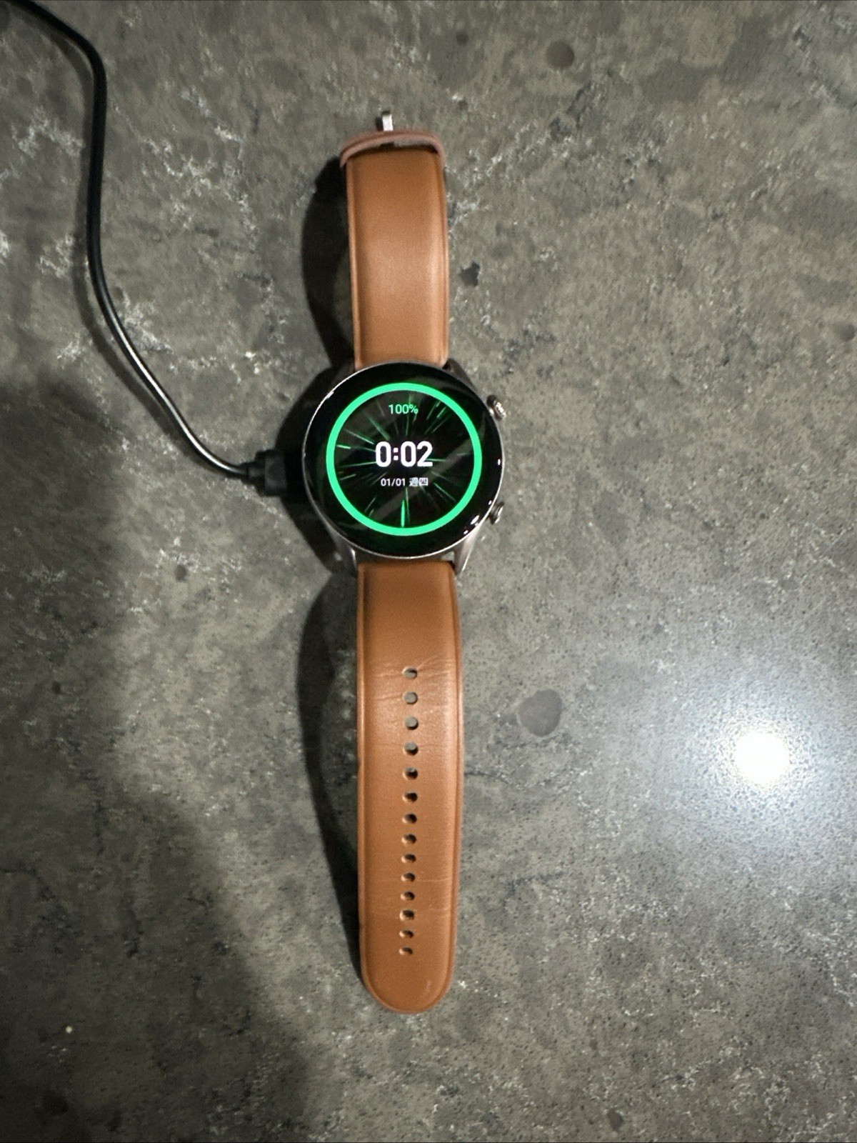 Amazfit GTR 3 Pro Aluminum Case 46mm Smart Watch w/ Brown Leather Strap (A2040)