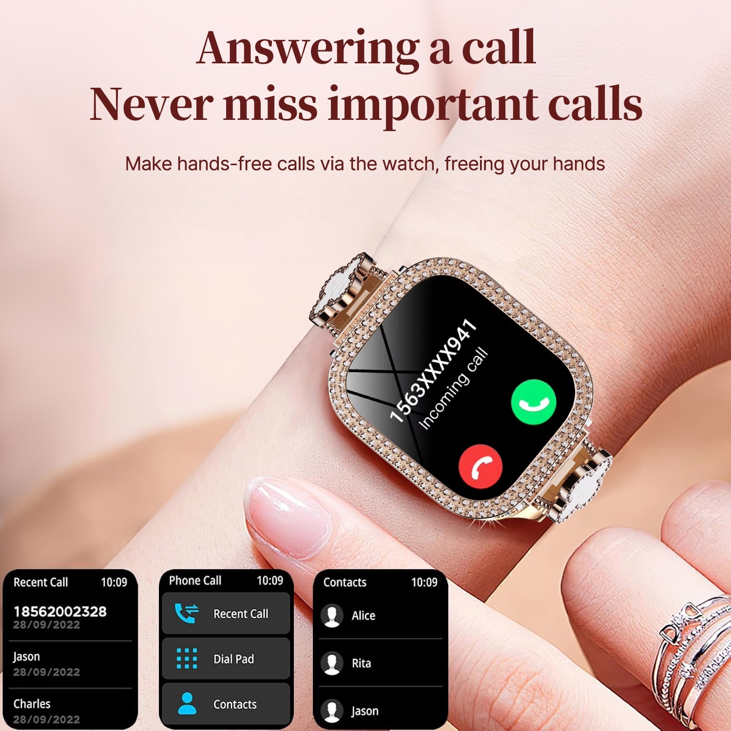 W&O Smart Watch with Phone Function Wristwatch Sports Watch Gym for Android IOS