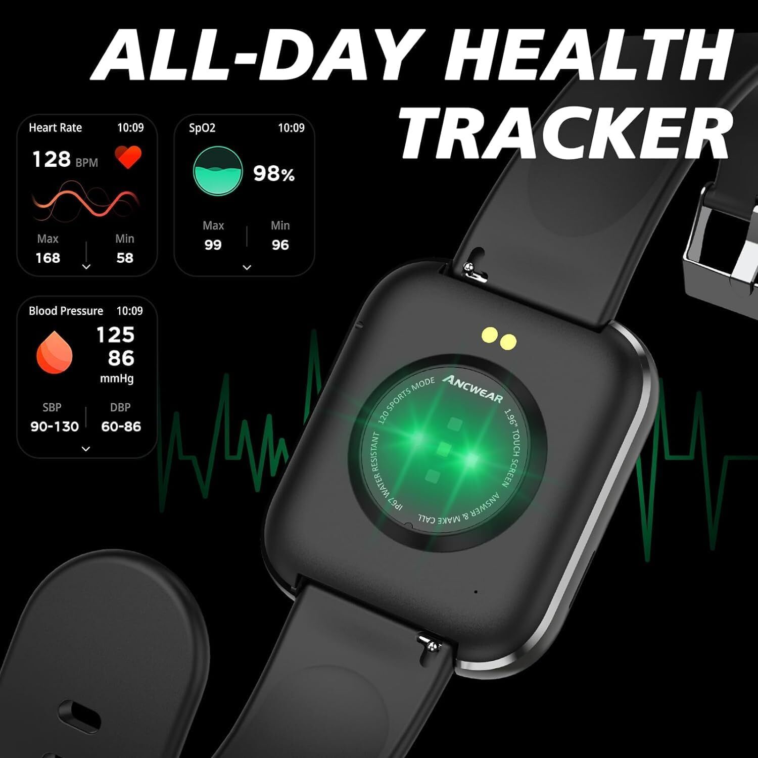 Smart Watch Answer/Make Calls for Men Women 1.96″ Fitness Tracker Watch Sports