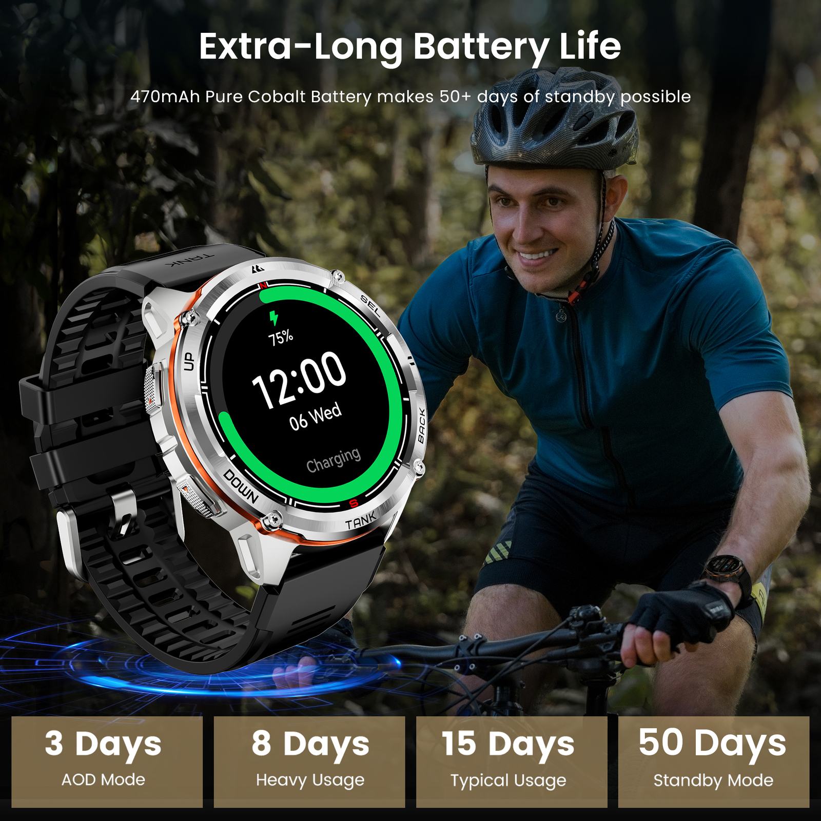 2025 KOSPET TANK T3 Ultra2 Smart Watch Men GPS 480mAh Battery 50M Waterproof NEW