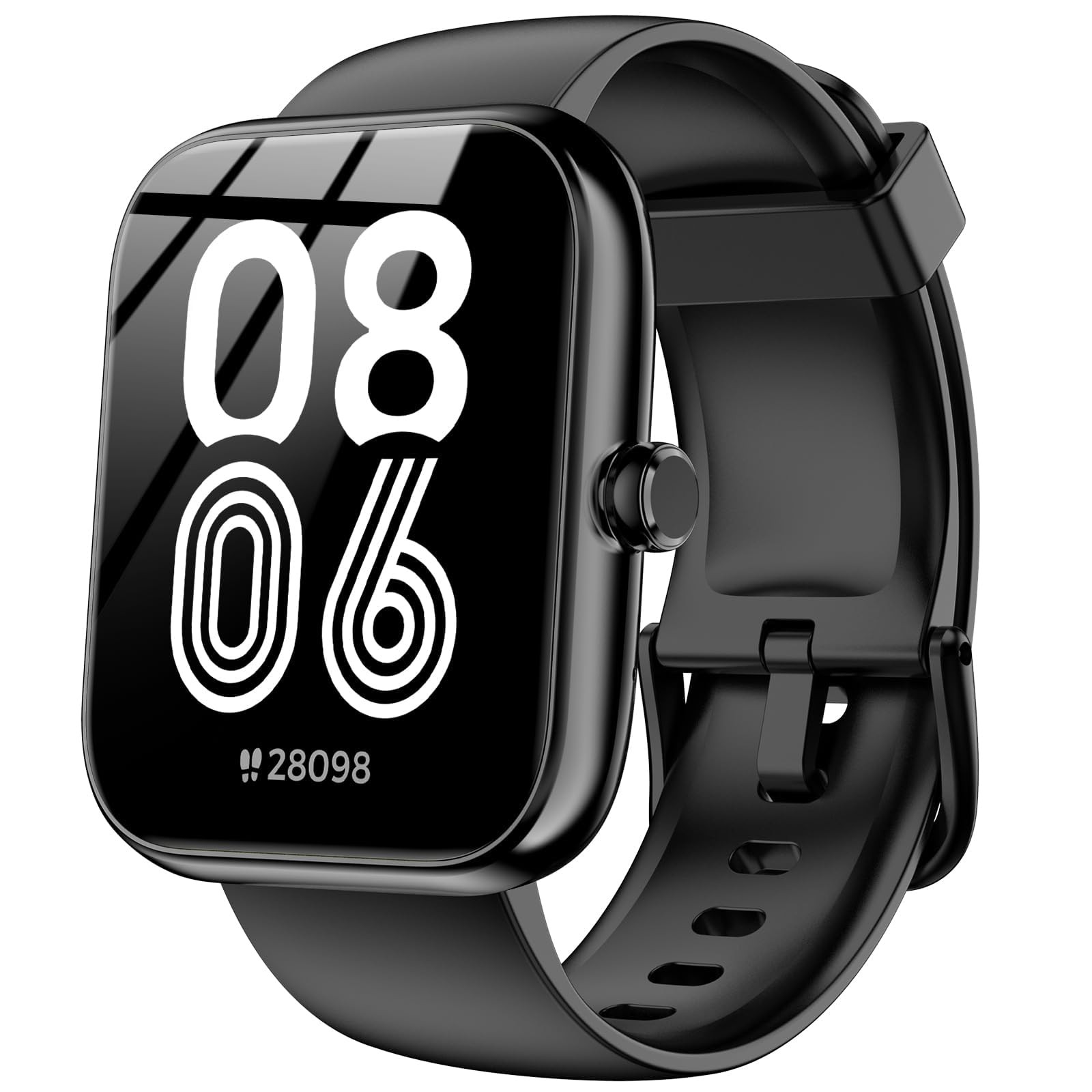 Smart Watch 1.83 Inch HD Fitness Tracker Bluetooth Calls Heart Rate IP68 Black
