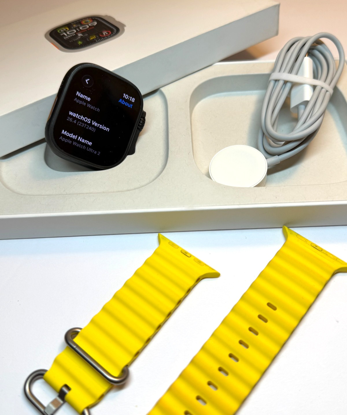 Apple Watch Ultra 2 49mm Black Titanium | 99% Battery | RARE Yellow Ocean Band