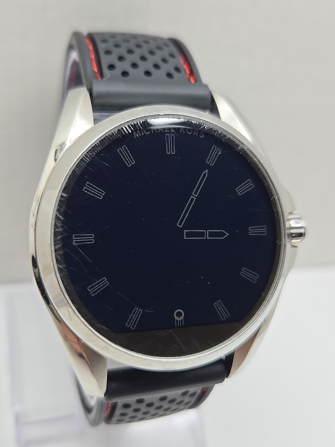 Michael Kors Access Bradshaw MKT5000 DW2C Silver Smartwatch Black Silicone Band