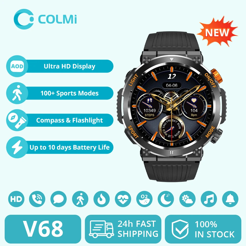 SmartWatch V681.46” HD Display 100 Sports Modes Compass light M Grade Toughness