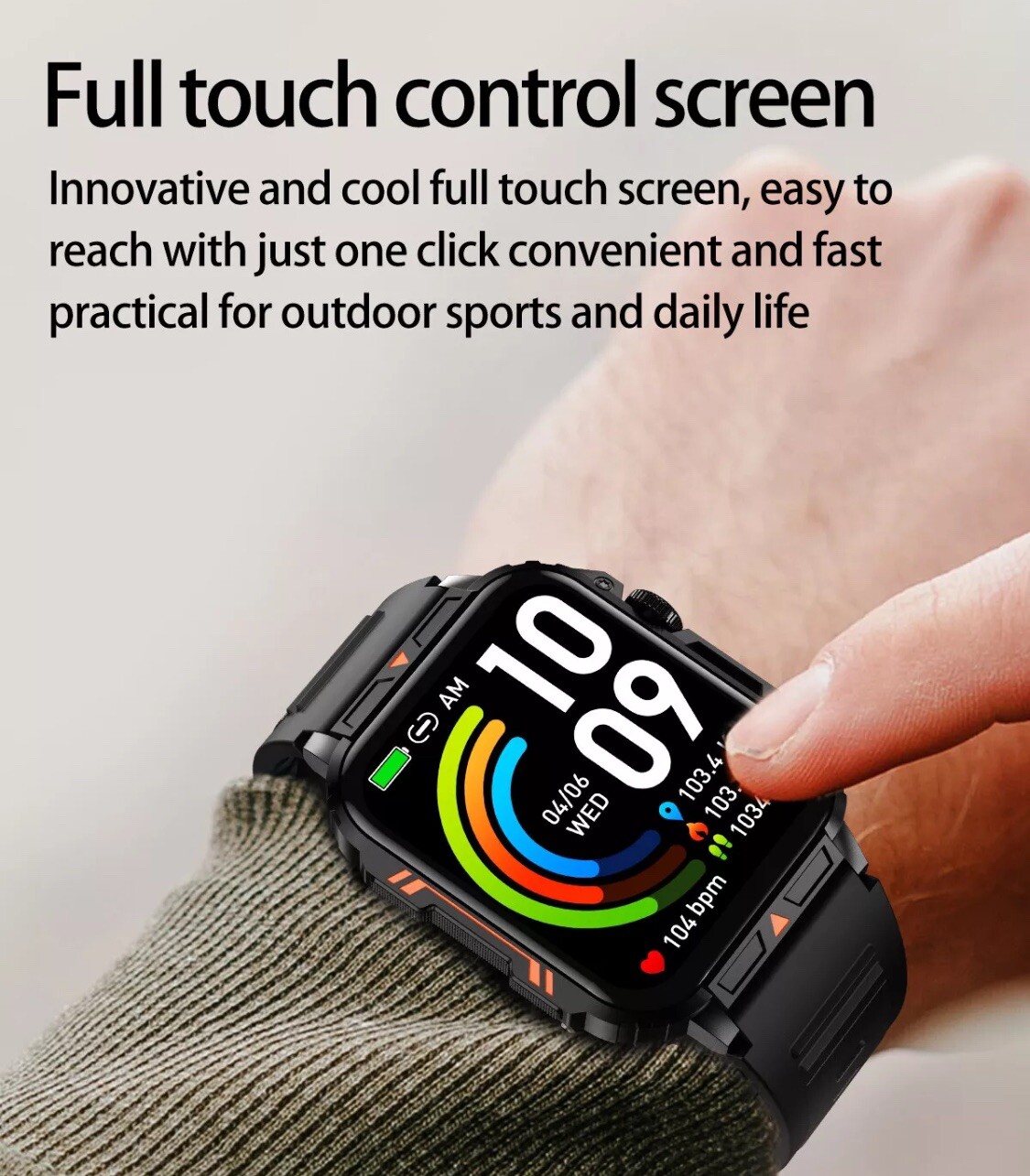 2024 Military Blood Pressure Smart Watch Fitness Wristwatch For iPhone Android