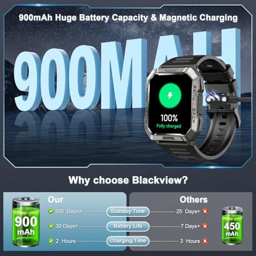 Military Smart Watch for Men(Answer/Make Call), Outdoor Sports W60 Black
