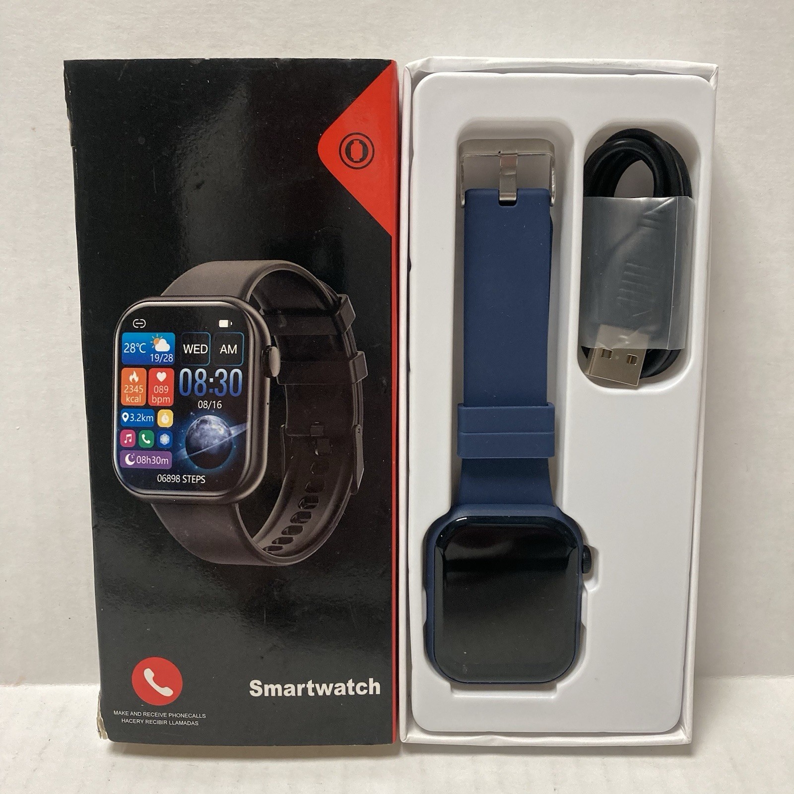 Mingdaln Unisex Smartwatch with Answer Make Calls 100 Sports Modes, Black NIB