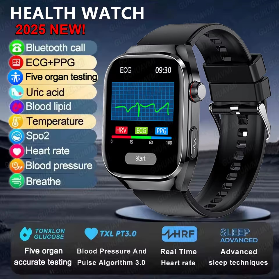 2025New Micro Physical Examination Smart Watch for Men Uric Acid Body Fat Five O